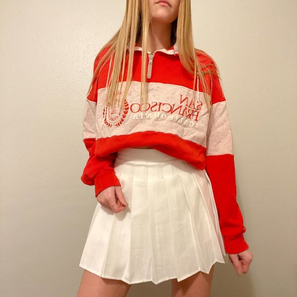Red San Francisco academic athletic half zip pull over sweatshirt - Picture 1 of 3